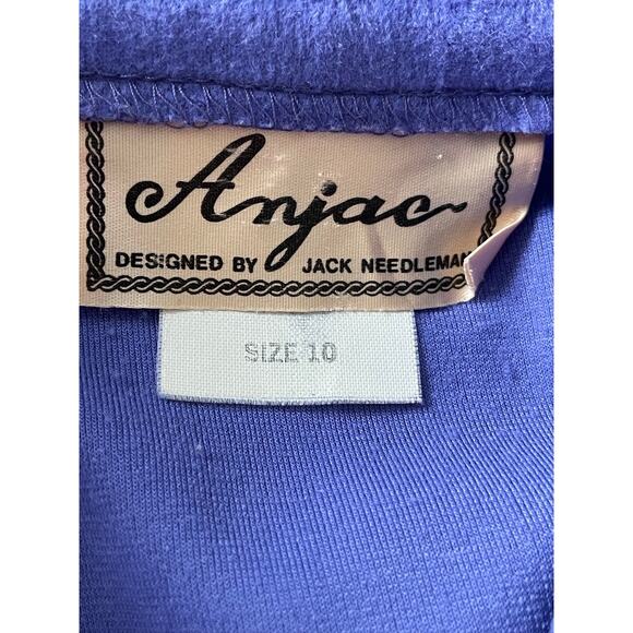 Vintage Anjac Jack Needleman Purple Midi Dress Wood Buttons - Picture 8 of 9